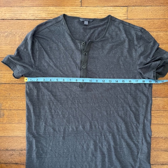 John Varvatos Men’s Bleeker Henley Short Sleeve 100% Linen Neutral Gray Size L - Picture 4 of 8